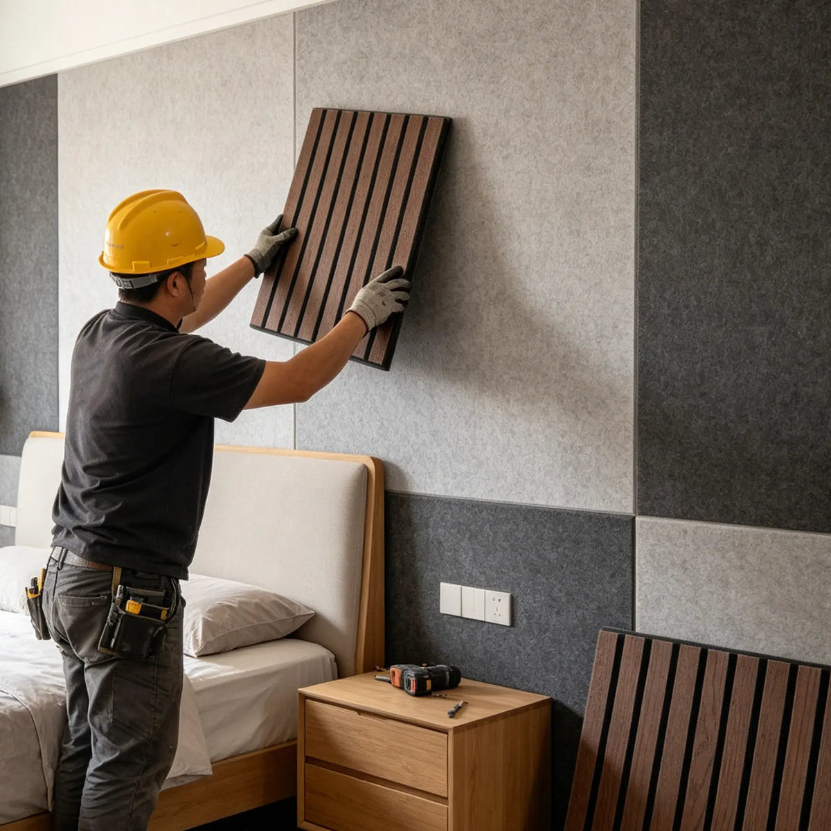 Desketic Umber Walnut-Tone Peel-and-Stick Slat Panels — Desketic Acoustic Architecture & Workspace Quietude — view 2