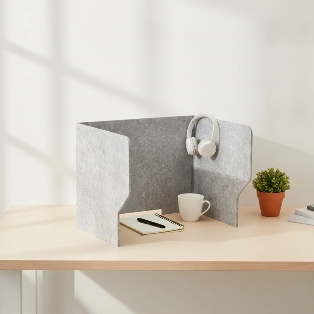 Desketic Nook Three-Sided Felt Desk Screen with Cable Cutouts — Desketic Acoustic Architecture & Workspace Quietude
